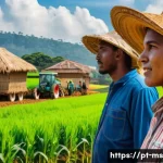 Home 19 과학적 발견의 사회적 반응 분석 - A vibrant urban Brazilian agricultural scene showcasing a diverse group of farmers—some wearing trad...