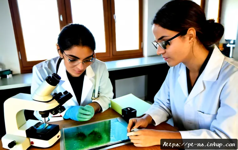 Home 17 과학적 발견의 교훈과 인사이트 - Photorealistic university laboratory in Portugal, a diverse team of adult scientists in modest lab c...
